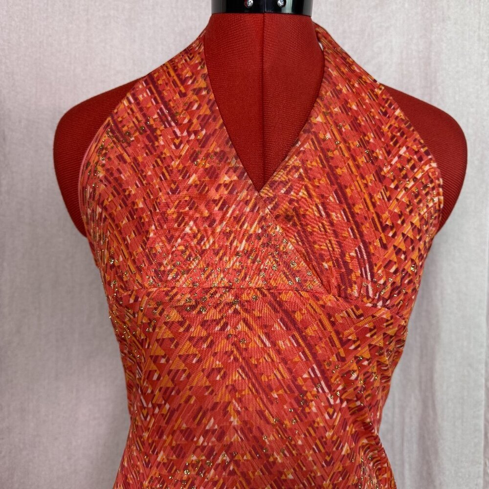 My Michelle Womens Dress Size S Hi Low Geometric print Sleeveless Open Back E425 - Picture 3 of 13